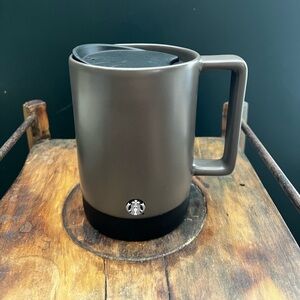 Starbucks 14oz Gray black speckled non slip travel mug